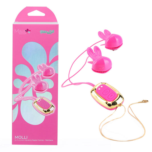 Maia Toys | Maia MOLLI - Pink Vibrating Nipple Clamps & Necklace
