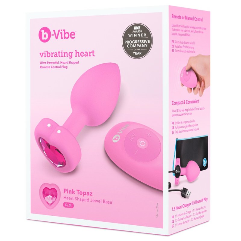 COTR | B-Vibe Vibrating Jewel Heat Shaped Plug S/M with Remote Control - Pink Topaz