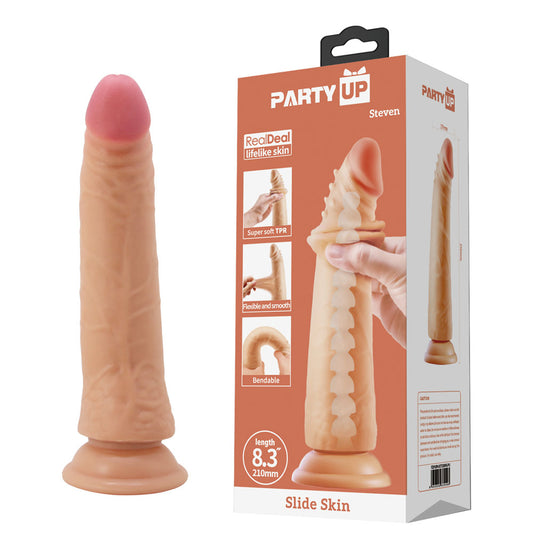 Party Up STEVEN Slide Skin Dong - Flesh 21cm Flexible Dildo