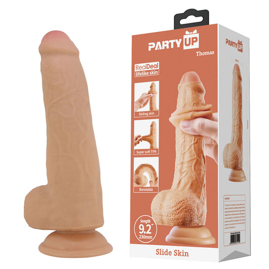 Party Up THOMAS Slide Skin Dong - Flesh 23cm Flexible Dildo