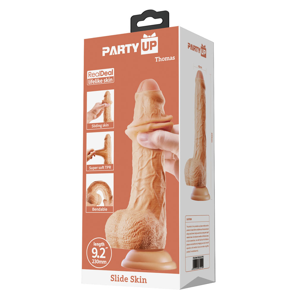 Party Up THOMAS Slide Skin Dong - Flesh 23cm Flexible Dildo