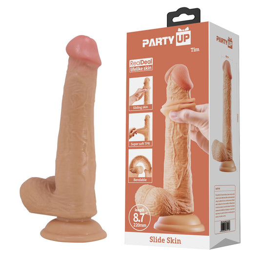 Party Up TIM Slide Skin Dong - Flesh 22cm Flexible Dildo