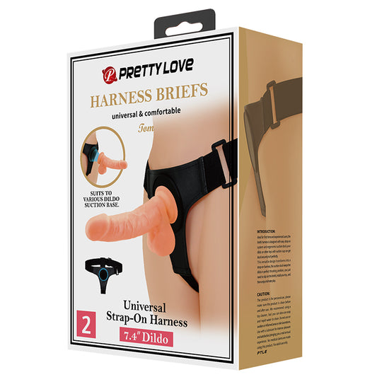 Pretty Love Tom Strap-On Harness Brief + 7.4" Dildo