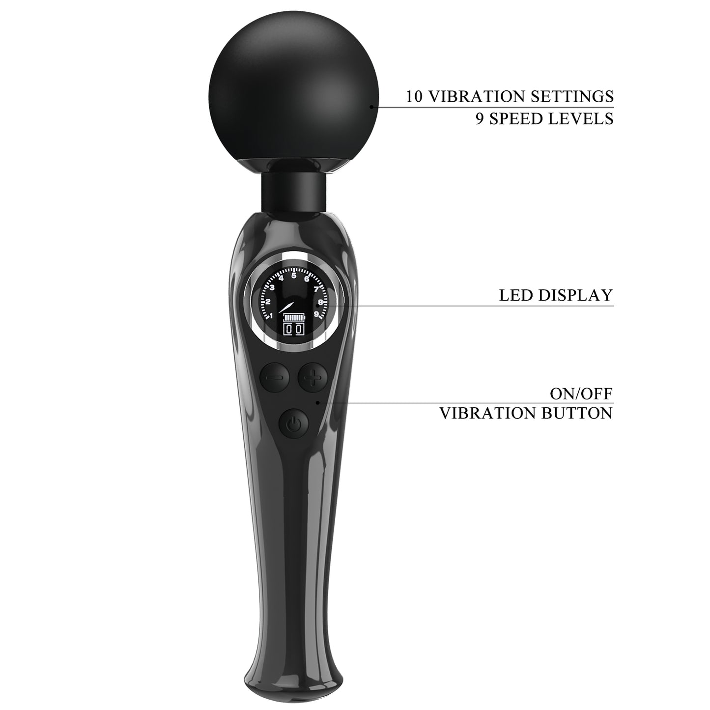 Pretty Love Stavros The Great Skyler Massage Wand Vibrator Black