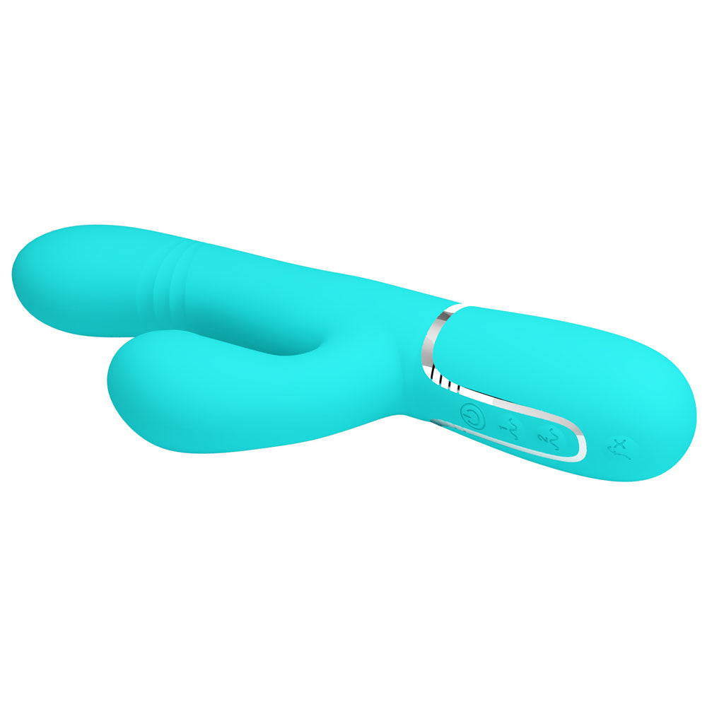 Party Up Paul 4in1 Rolling Beads Thumping Rabbit Vibrator Teal