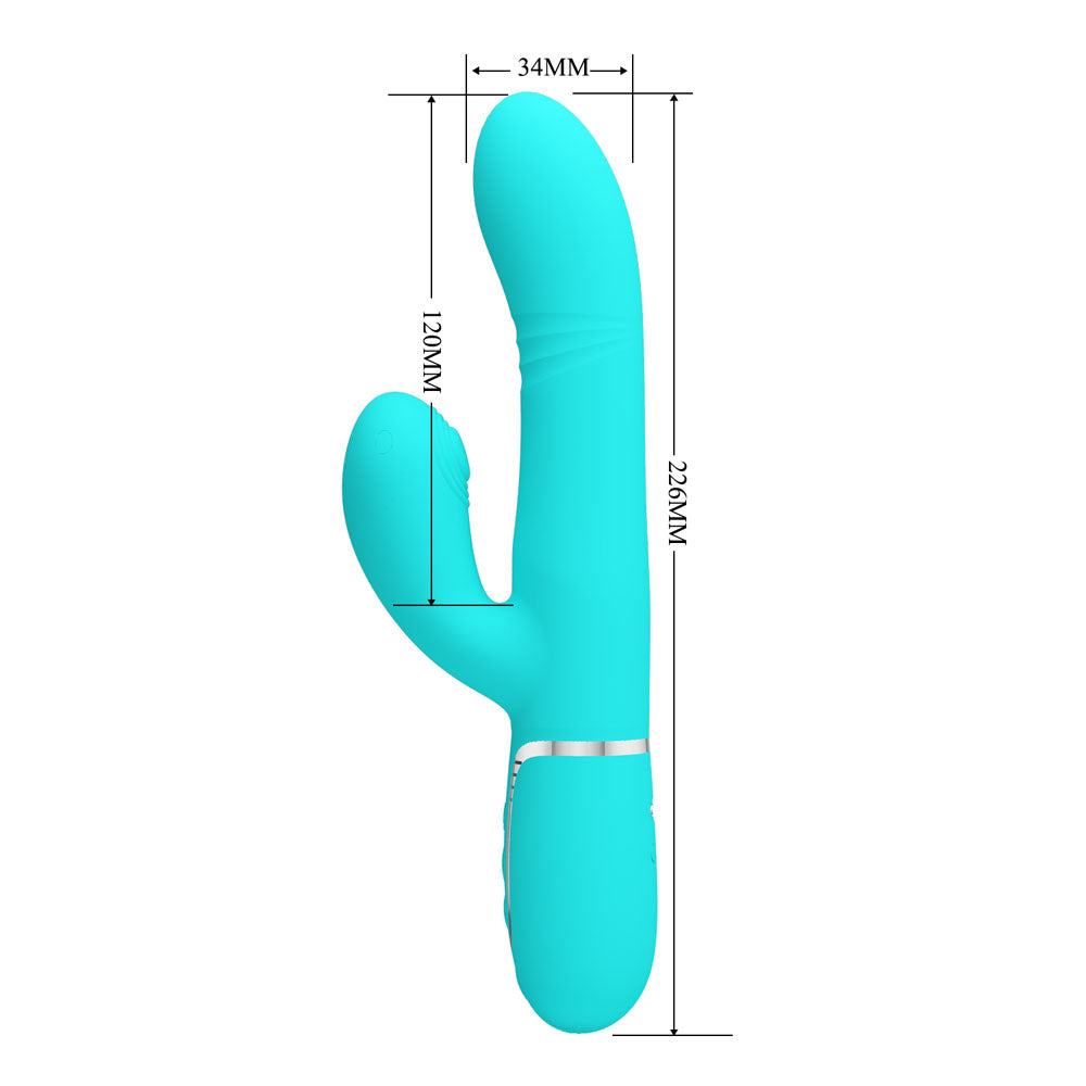 Party Up Paul 4in1 Rolling Beads Thumping Rabbit Vibrator Teal