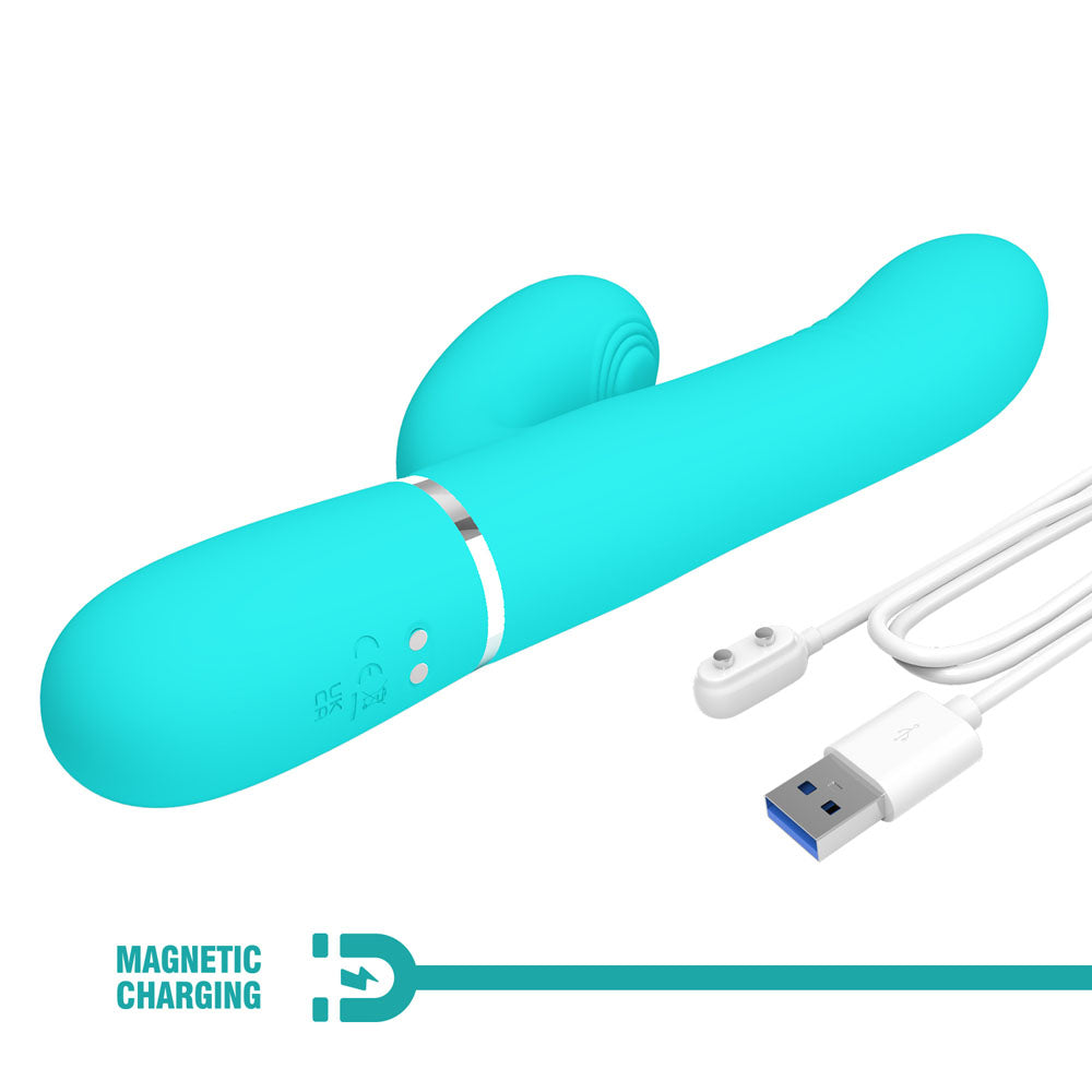 Party Up Paul 4in1 Rolling Beads Thumping Rabbit Vibrator Teal