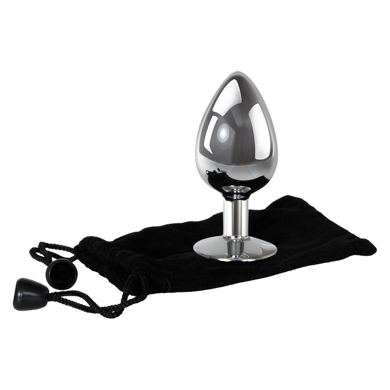 Adam & Eve Clear Gem Anal Plug - Large Metallic 9.5 cm Large Butt Plug with Clear Gem Base