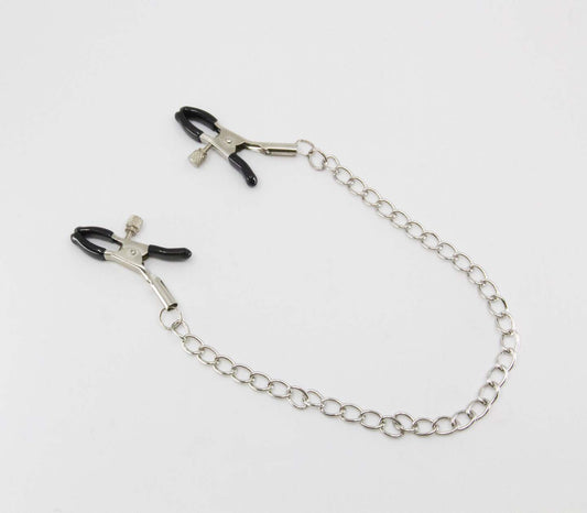 Love In Leather Chain Joined Nipple Clamps