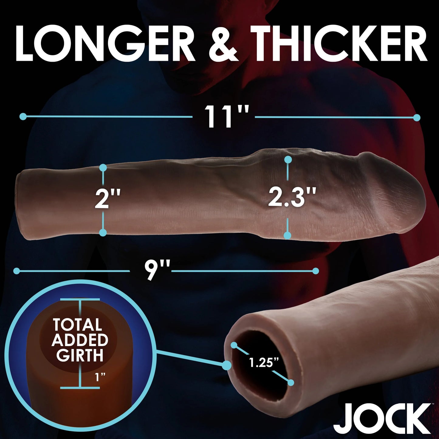 Curve Toys | JOCK Extra Thick 2" Penis Extension Sleeve - Dark