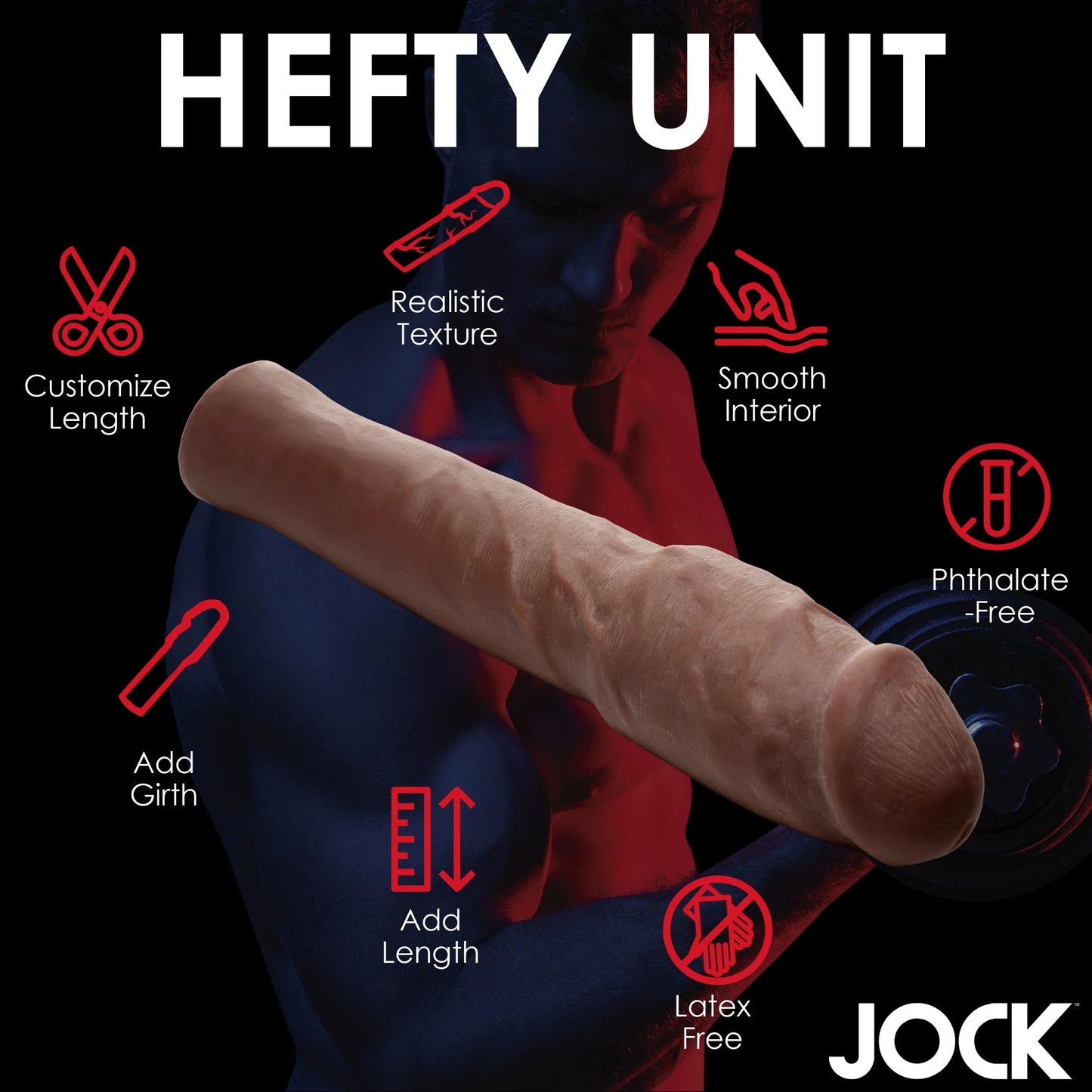 Curve Toys | JOCK Extra Thick 2" Penis Extension Sleeve - Dark