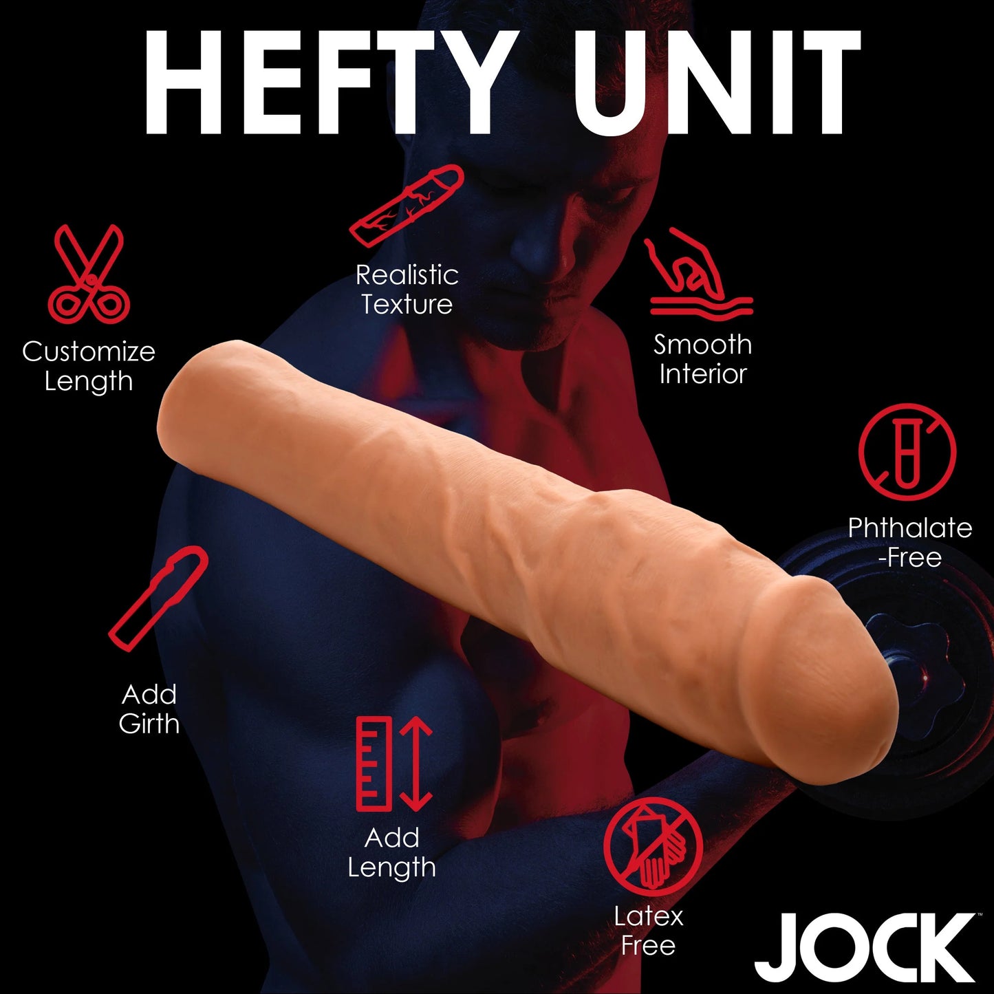 Curve Toys | JOCK Extra Thick 2" Penis Extension Sleeve - Medium
