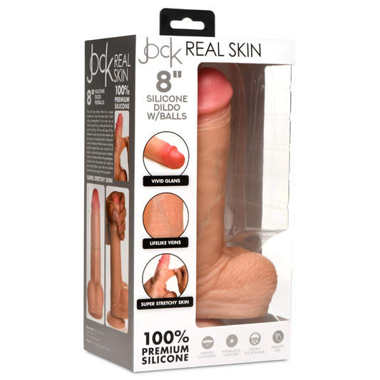 Curve Toys | Jock 8" Real Skin Realistic Skin Silicone Dildo w/ Balls