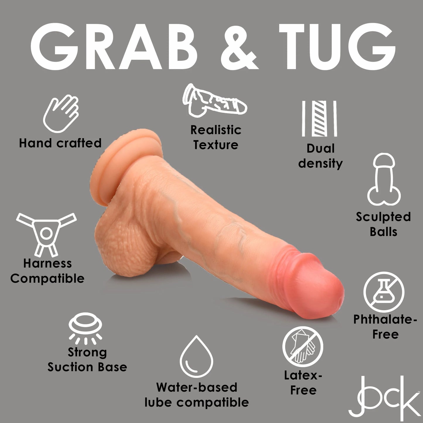 Curve Toys | Jock 8" Real Skin Realistic Skin Silicone Dildo w/ Balls