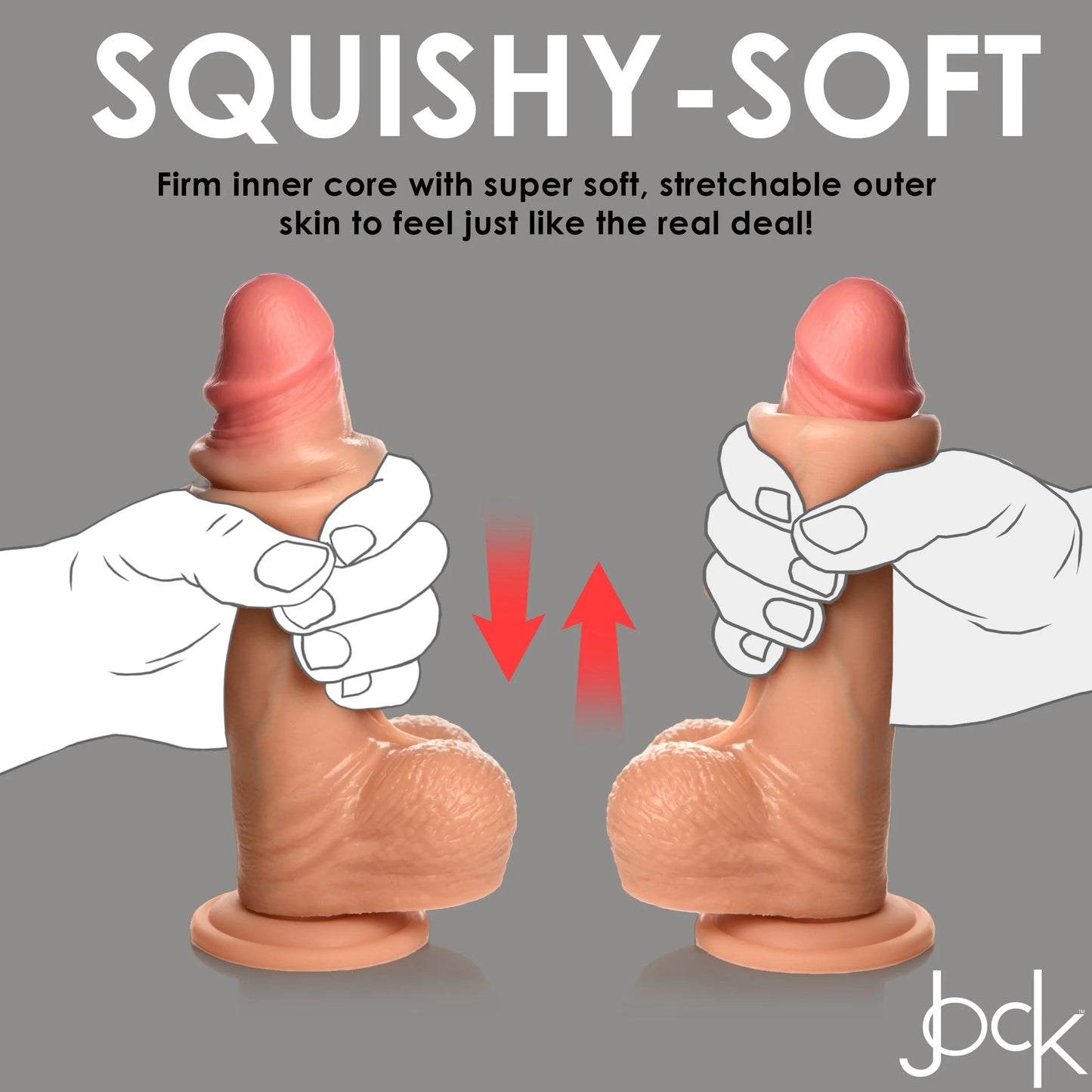 Curve Toys | Jock 8" Real Skin Realistic Skin Silicone Dildo w/ Balls