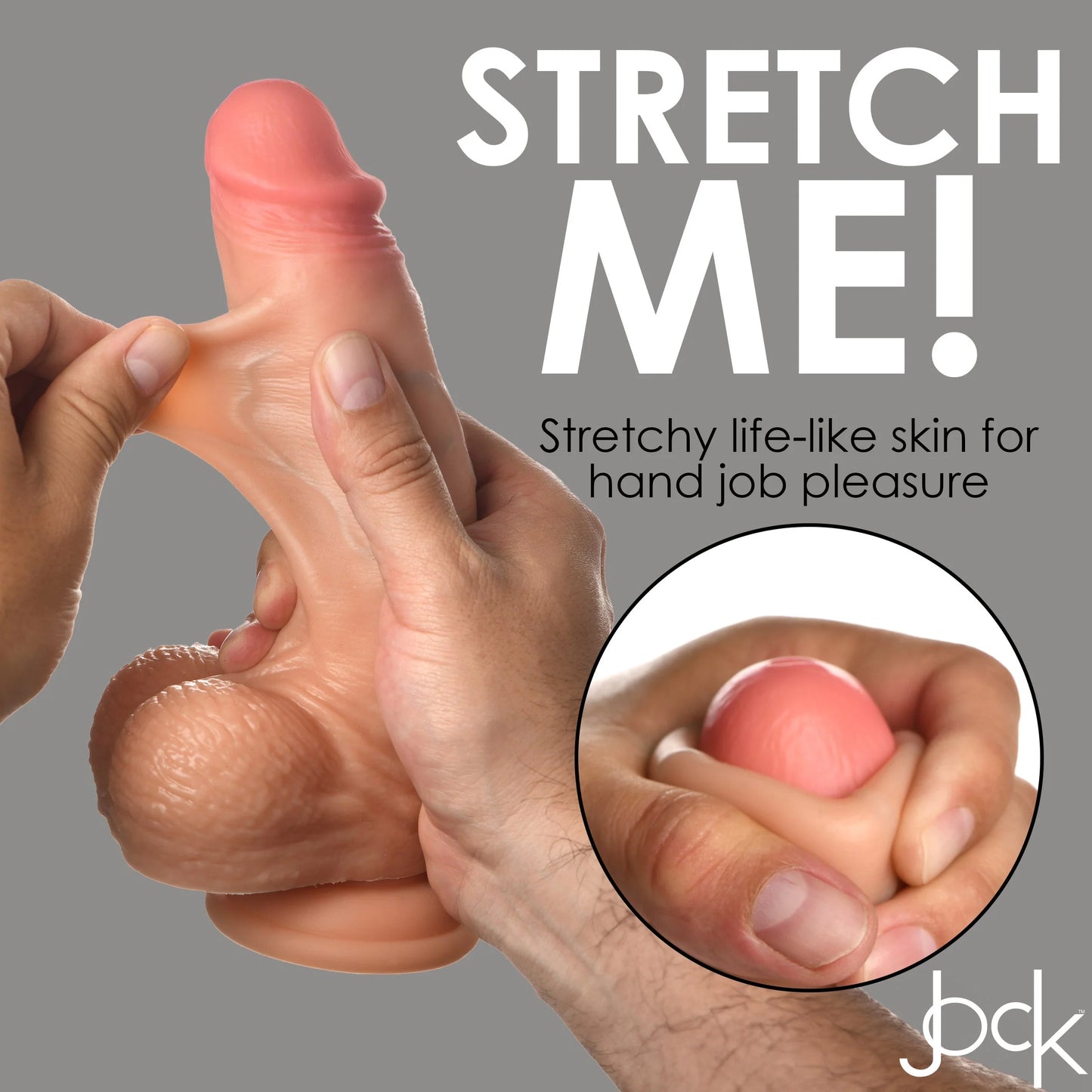 Curve Toys | Jock 8" Real Skin Realistic Skin Silicone Dildo w/ Balls