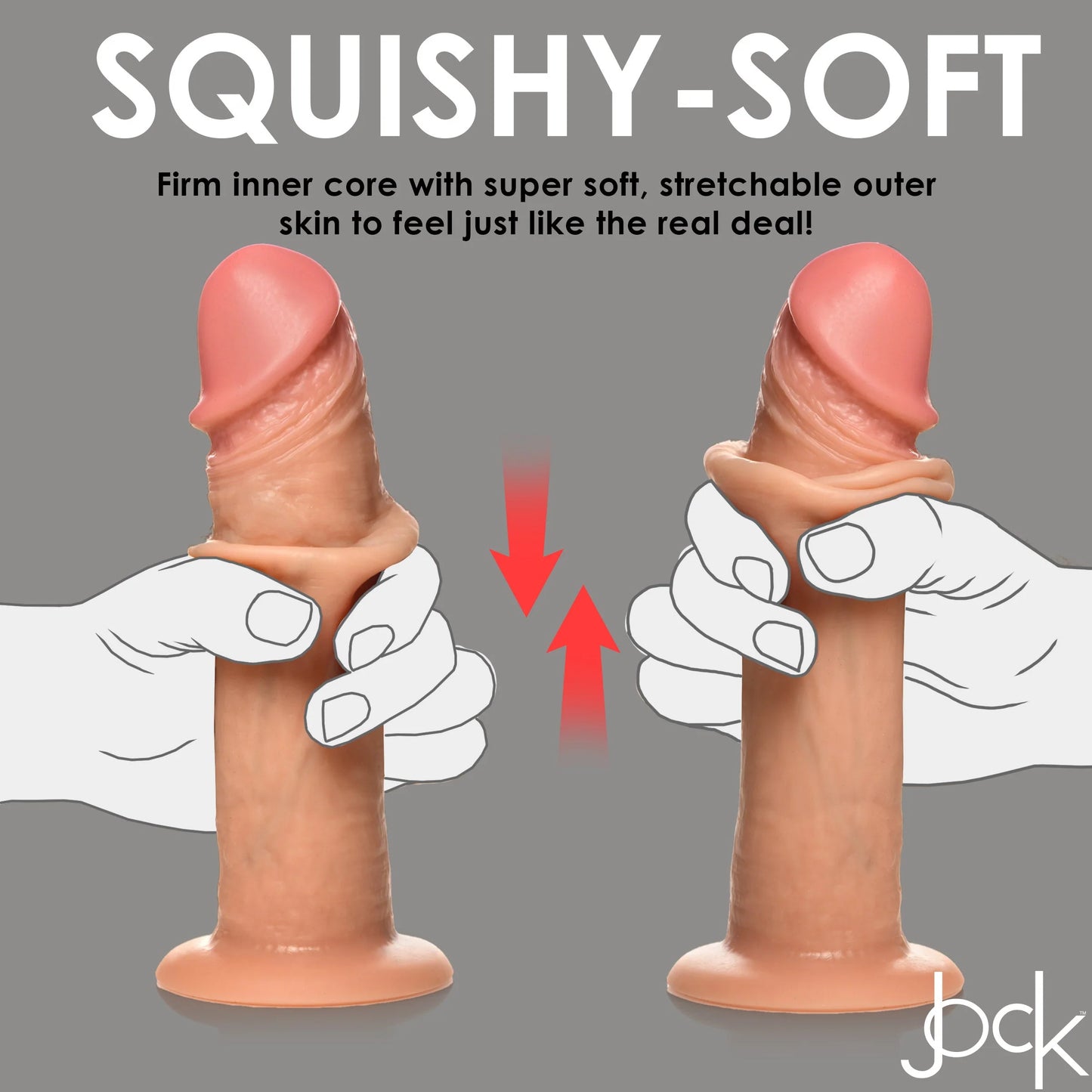 Curve Toys | Jock 8" Real Skin 10X Vibrating Realistic Skin Silicone Dildo