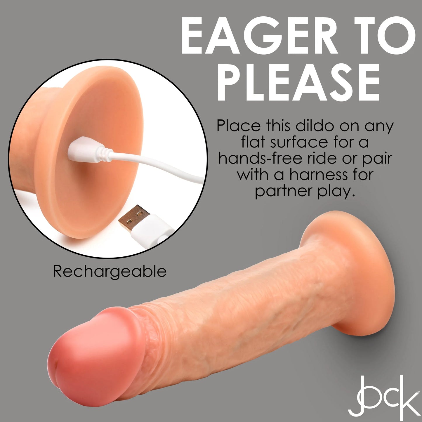 Curve Toys | Jock 8" Real Skin 10X Vibrating Realistic Skin Silicone Dildo