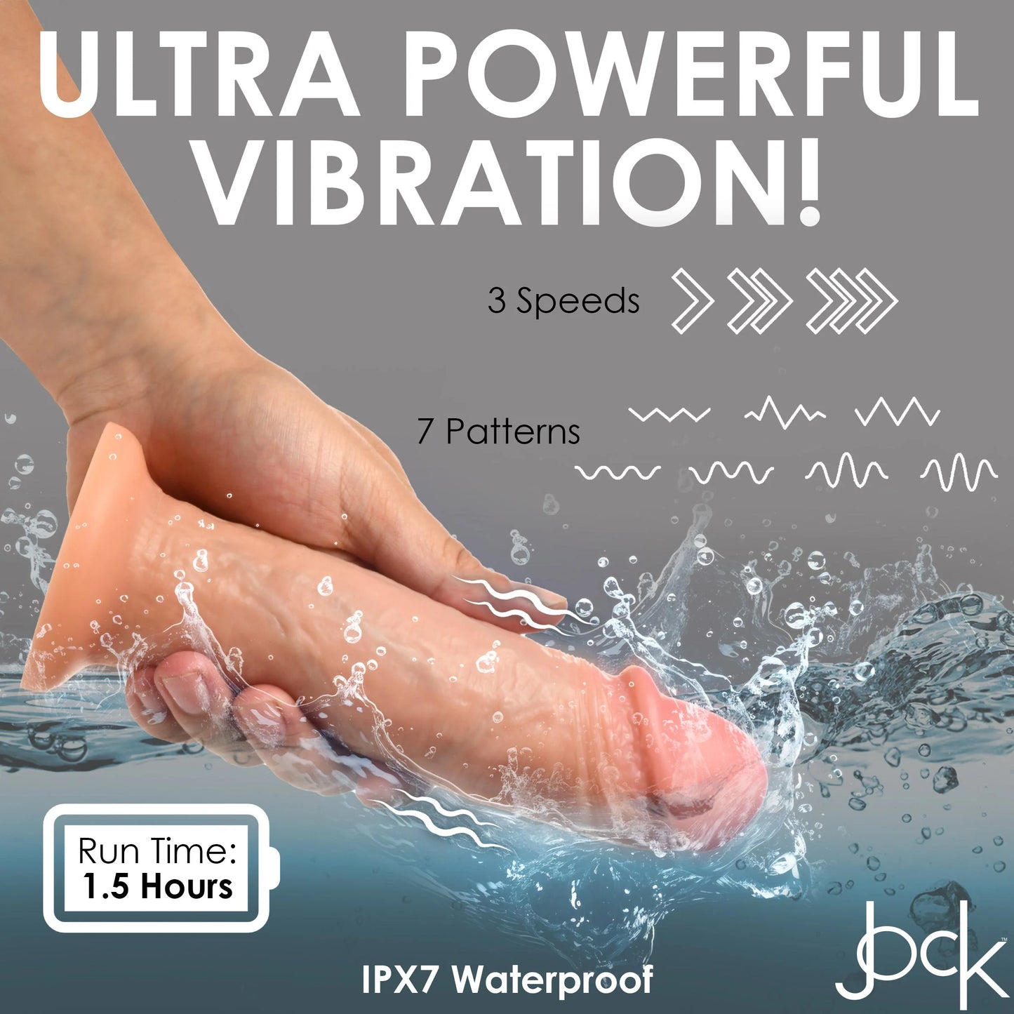 Curve Toys | Jock 8" Real Skin 10X Vibrating Realistic Skin Silicone Dildo