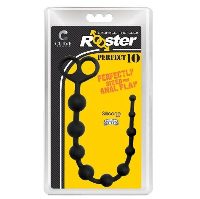 Curve Toys | Rooster Perfect 10 Silicone Anal Beads - Black