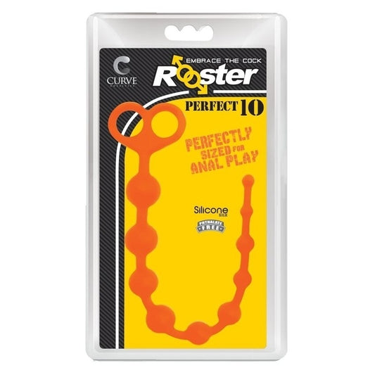 Curve Toys | Rooster Perfect 10 Silicone Anal Beads - Orange