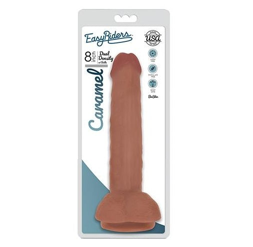 Curve Toys | Easy Riders 8" Slim Bioskin Dong with Balls Caramel