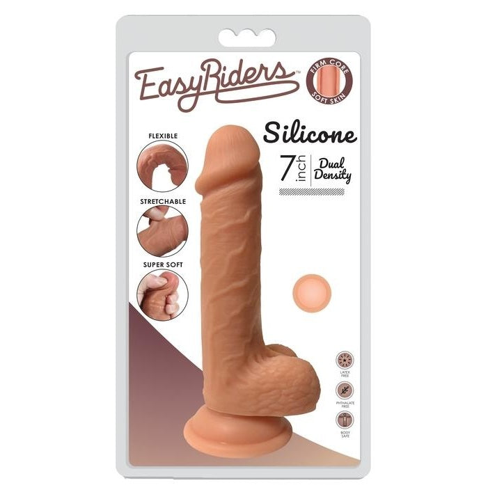 Curve Toys | Easy Riders 7" Dual Density Silicone Dildo with Balls