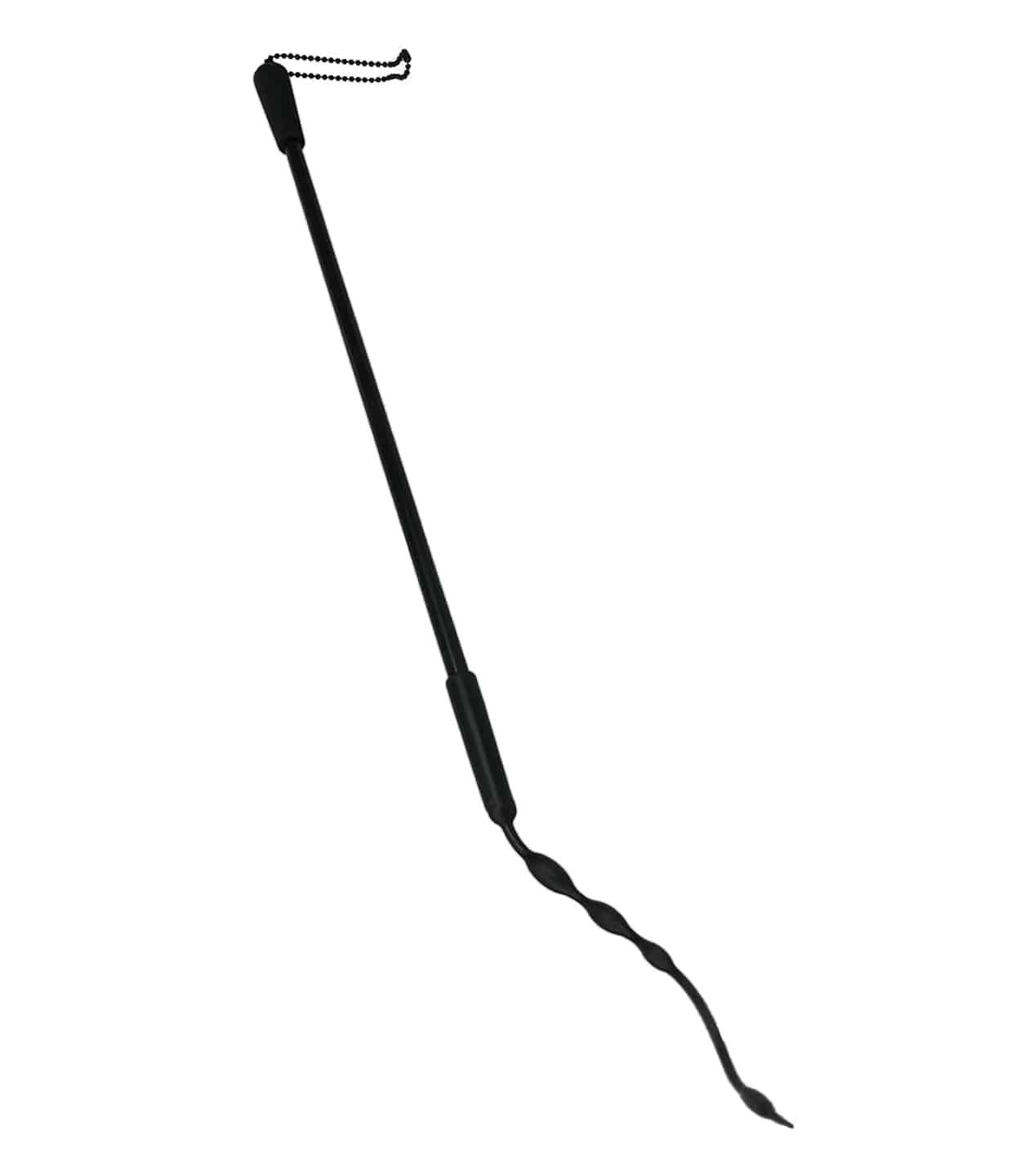 Love In Leather Black Riding Crop With Silicone Stinger Tail And Ball Bearing Chain Handle CRO051