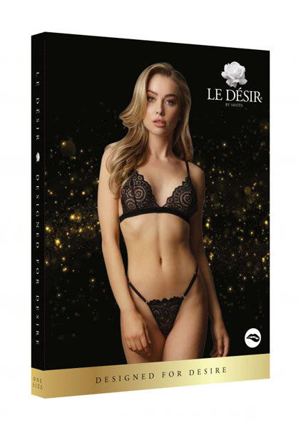 LINGERIE LE DESIR Magic Lace Velvet Lingerie Set Black One Size