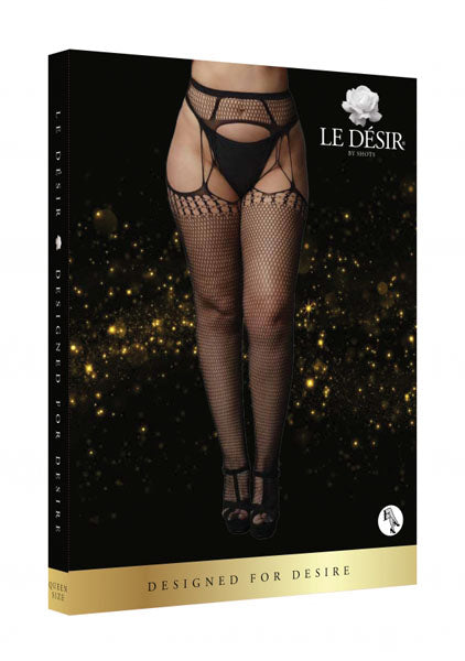 LINGERIE LE DESIR Celebrate Suspender Pantyhose Black Plus Size