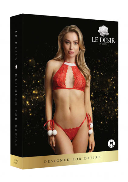 LINGERIE LE DESIR Snow Angel Lace Lingerie Set Red One Size