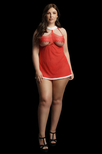 LINGERIE LE DESIR Merry Babydoll Red Plus Size