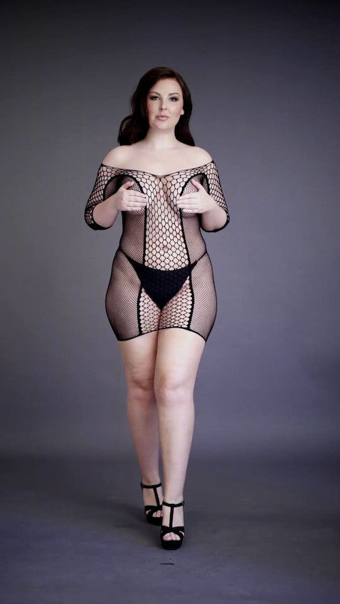 Le Desir Lingerie Duo Net Sleeved Mini Dress Black Size OSX