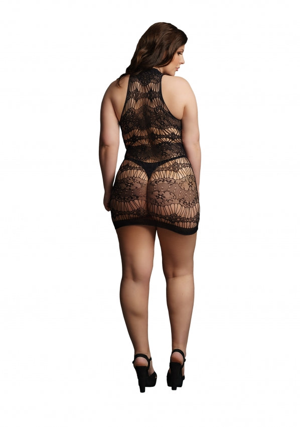 Le Desir Collection Criss Cross Neck Mini Dress Black Size OSX