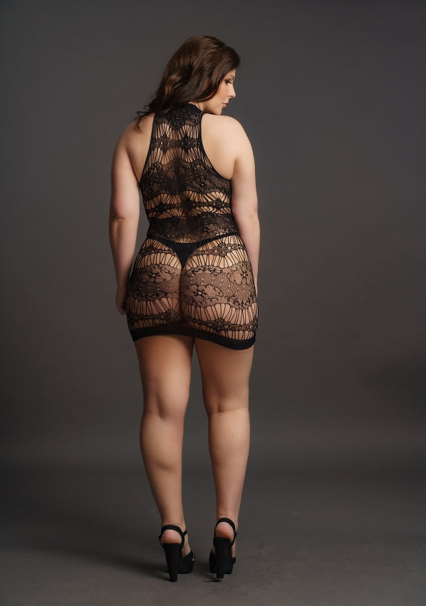 Le Desir Collection Criss Cross Neck Mini Dress Black Size OSX