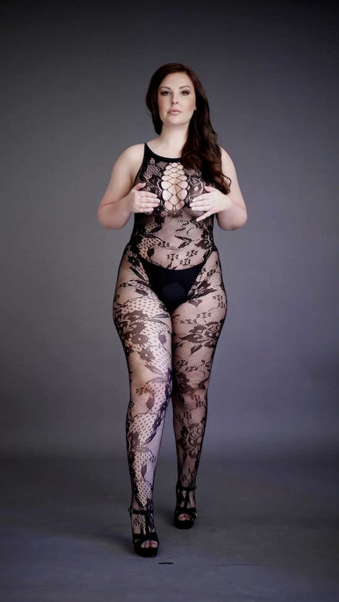 Le Desir Collection Criss Cross Neck Bodystocking Black Size OSX