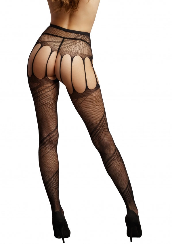 Le Desir Collection Crotchless Cut-Out Pantyhose Black Size OS