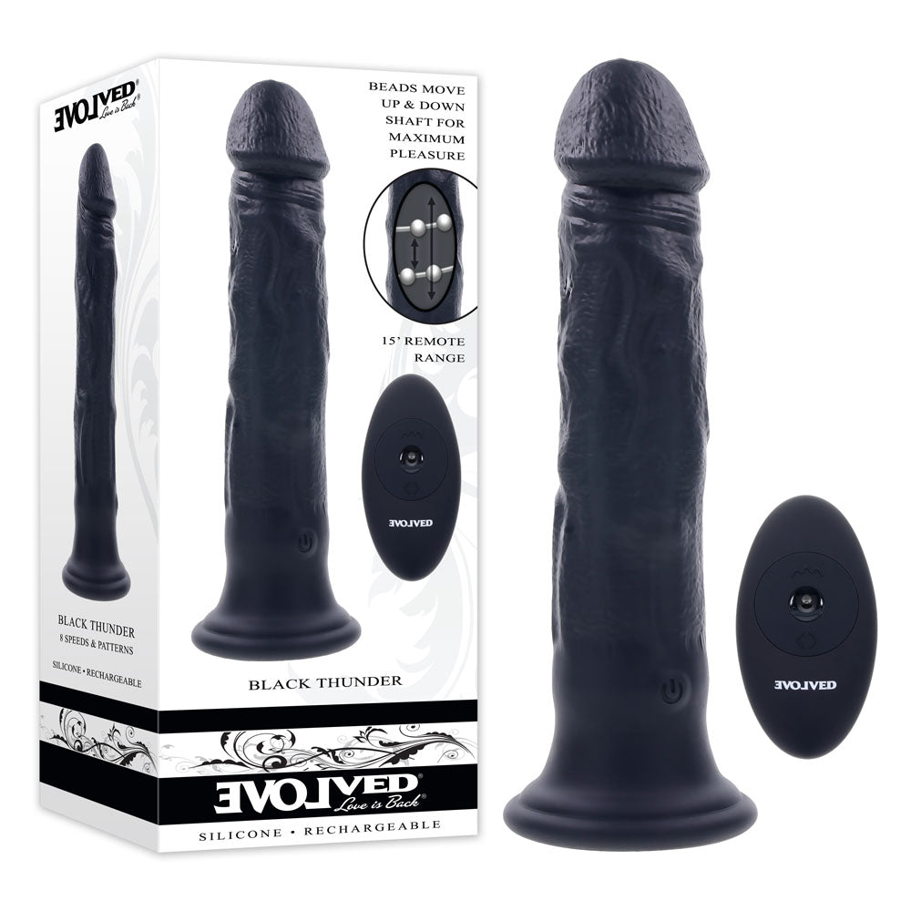 Evolved BLACK THUNDER - Black 25cm USB Rechargeable Vibrator