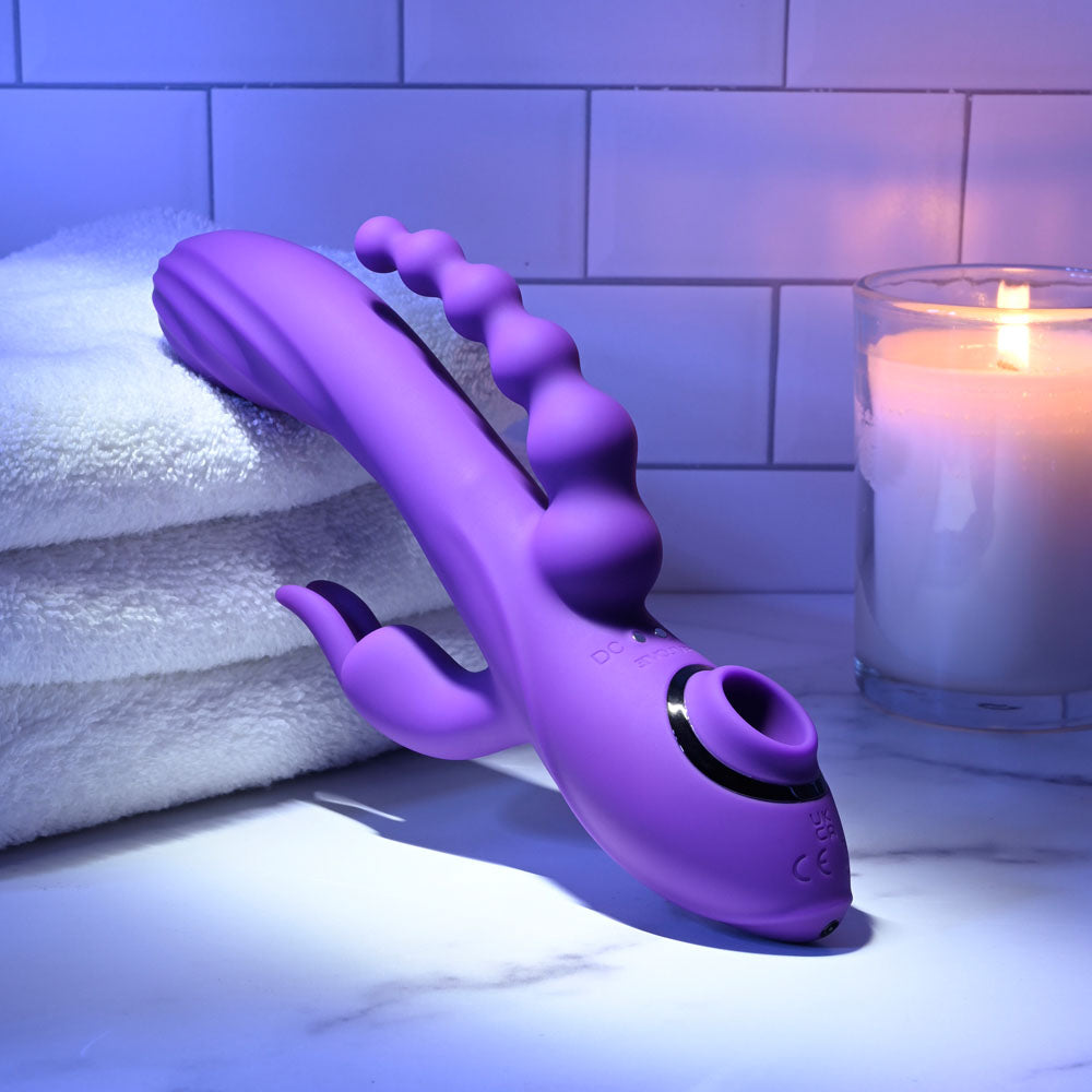 Evolved FOURGASM Purple 21.9cm Triple Vibrator with Suction