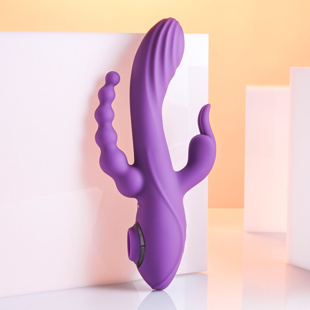 Evolved FOURGASM Purple 21.9cm Triple Vibrator with Suction