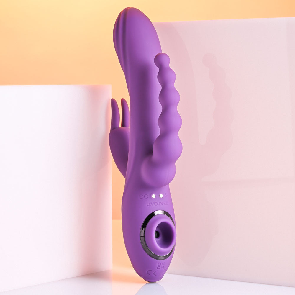 Evolved FOURGASM Purple 21.9cm Triple Vibrator with Suction