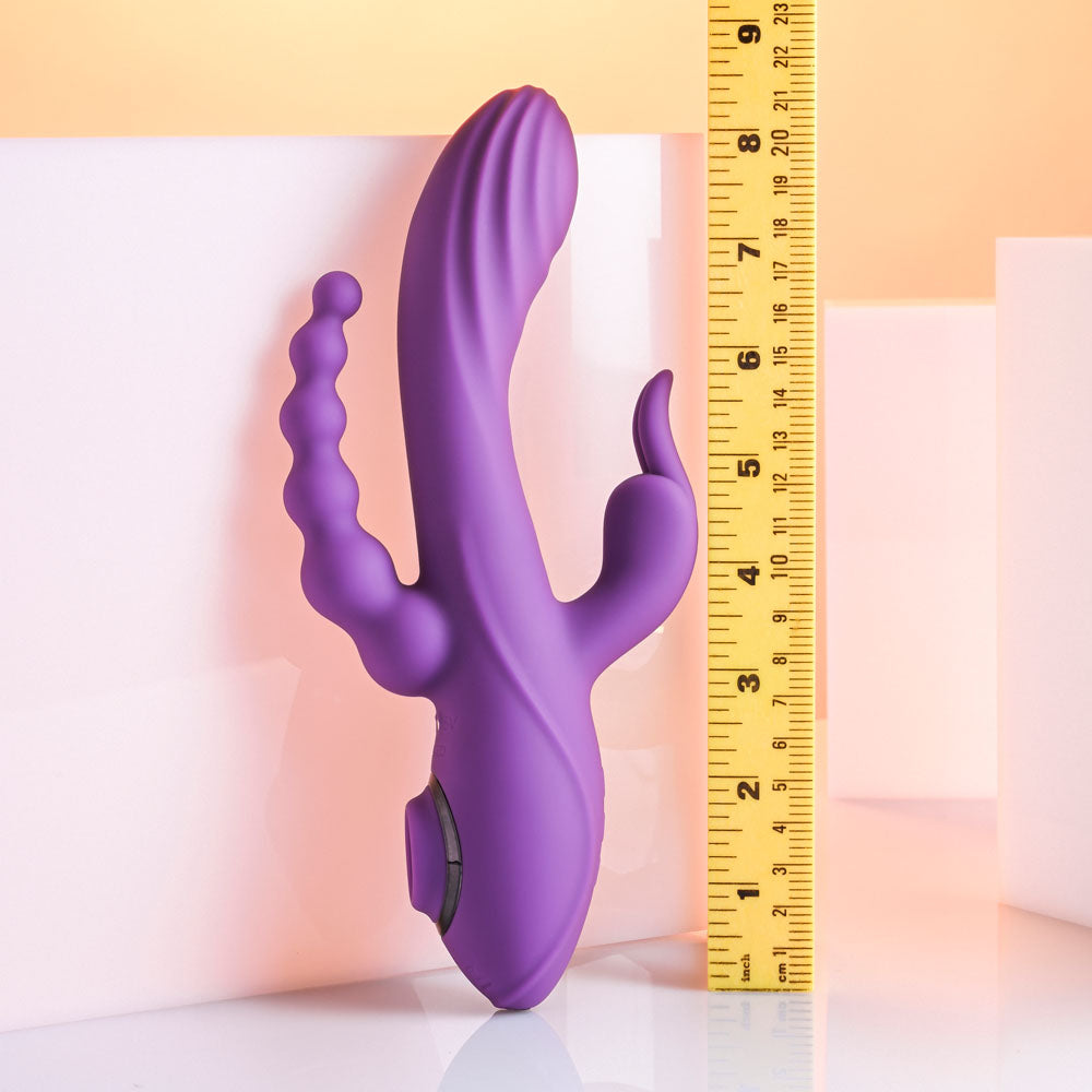 Evolved FOURGASM Purple 21.9cm Triple Vibrator with Suction