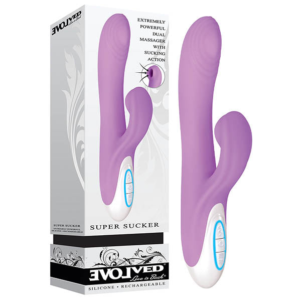 Evolved Super Sucker - Purple 22.9cm (9") Rabbit Vibrator with Sucking Clit Stim