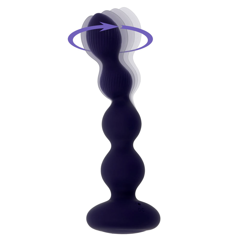 Evolved PLEASURE ORBIT - Navy Blue 17.8cm Twirling & Vibrating Anal Beads with Remote