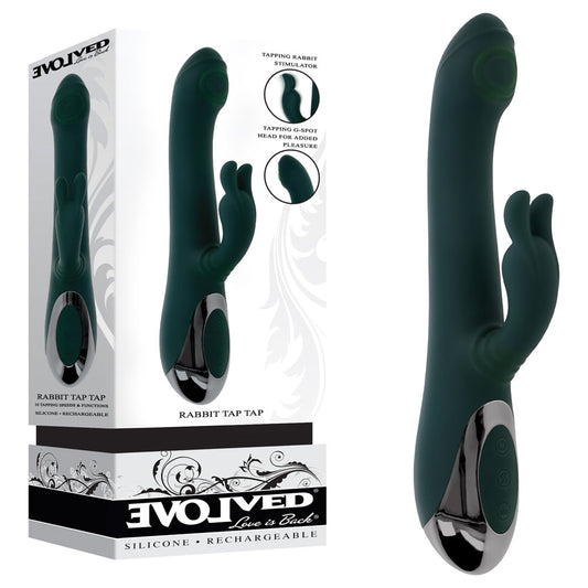 Evolved RABBIT TAP TAP - Green 25cm Rabbit Vibrator with Tapping Tip