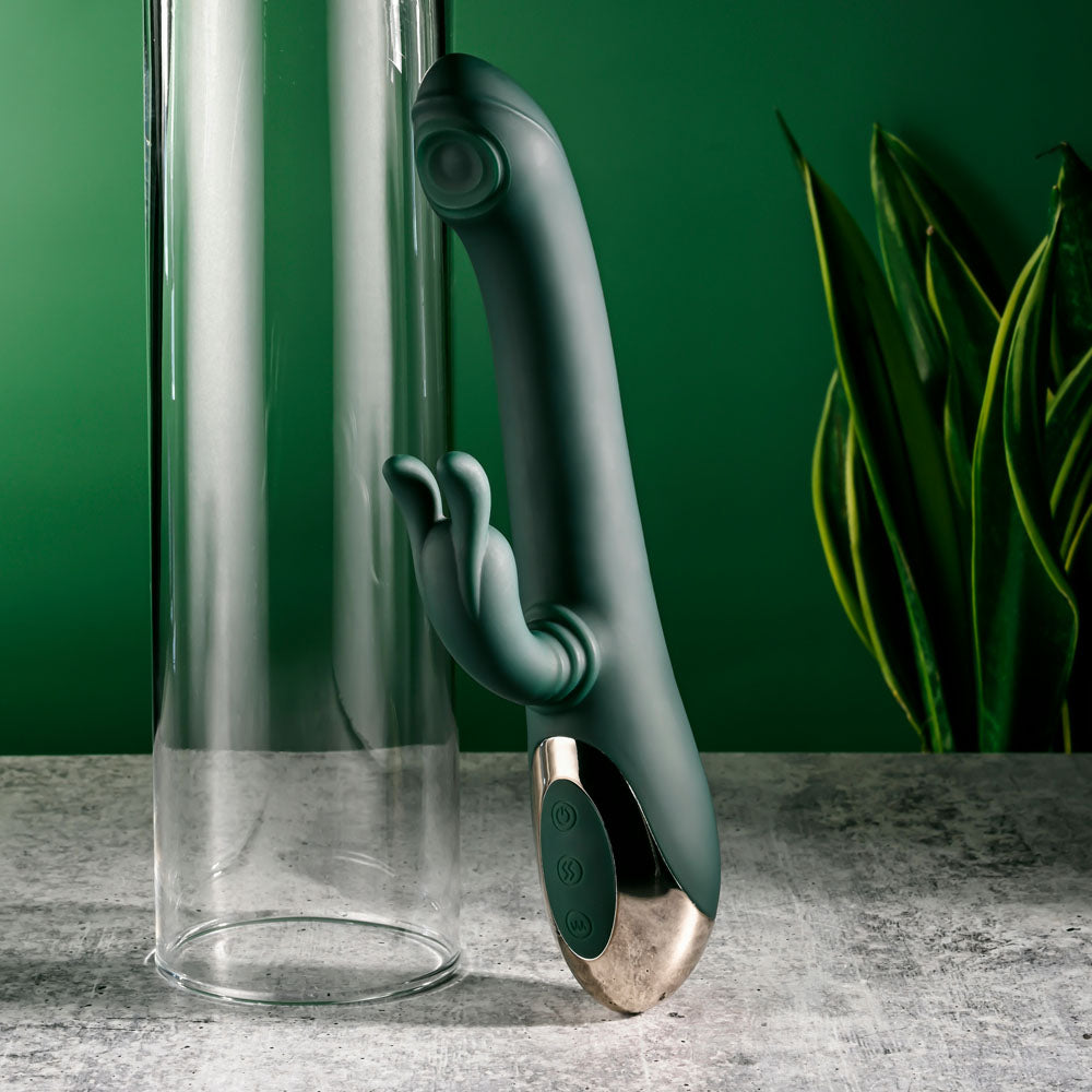 Evolved RABBIT TAP TAP - Green 25cm Rabbit Vibrator with Tapping Tip