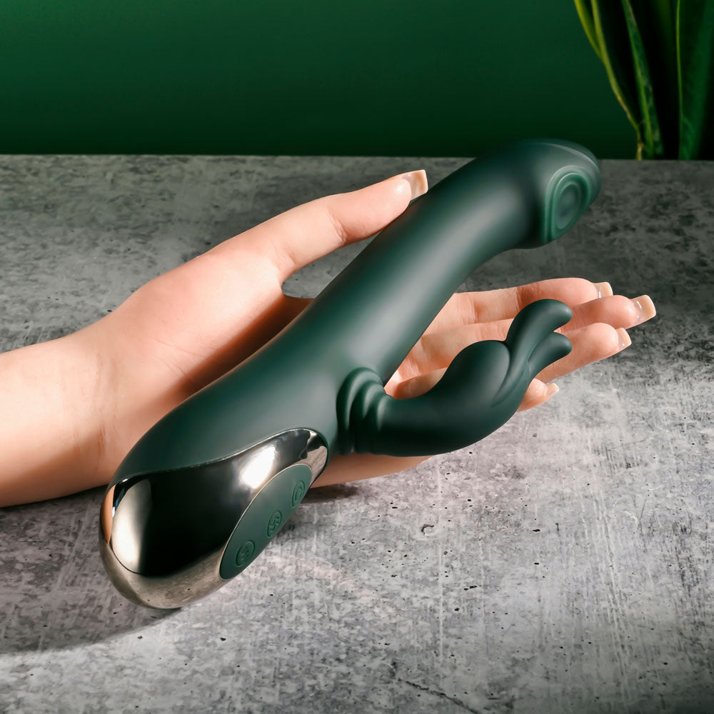 Evolved RABBIT TAP TAP - Green 25cm Rabbit Vibrator with Tapping Tip