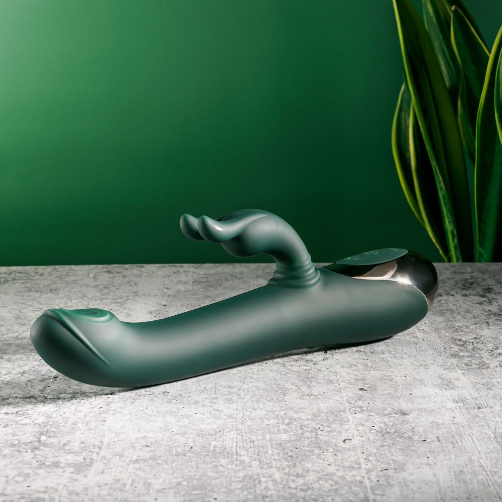 Evolved RABBIT TAP TAP - Green 25cm Rabbit Vibrator with Tapping Tip