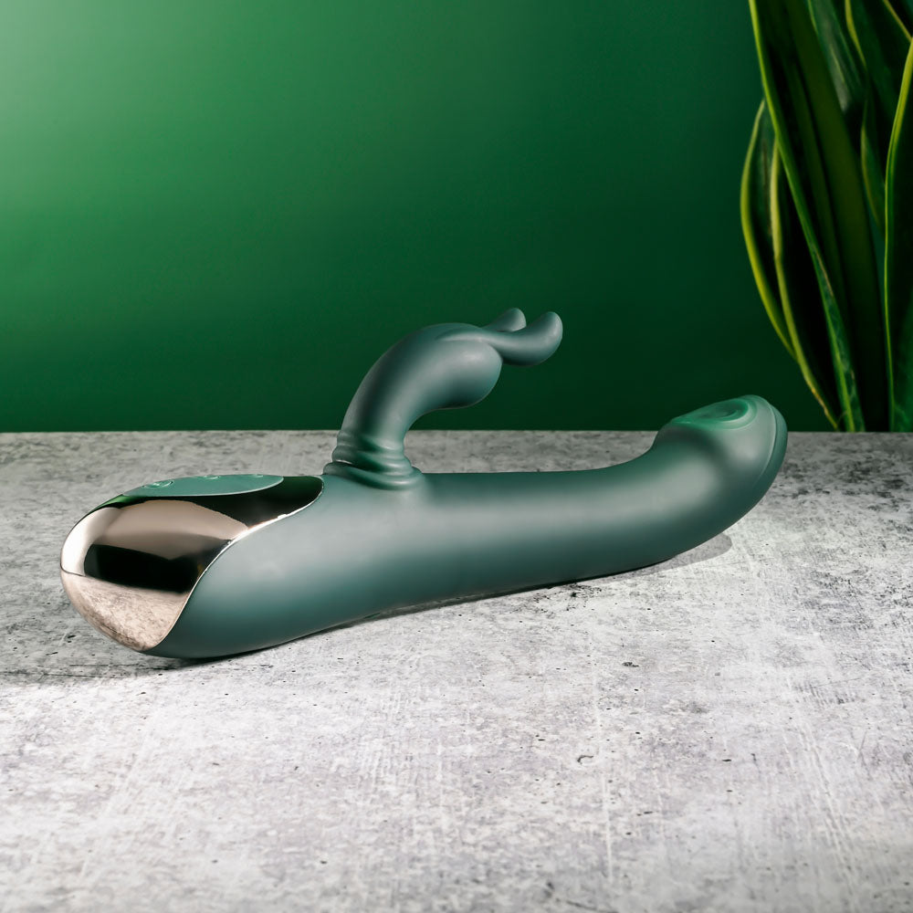 Evolved RABBIT TAP TAP - Green 25cm Rabbit Vibrator with Tapping Tip