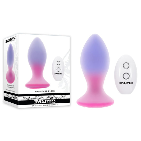 Evolved PARADISE PLUG - Pink/Purple 10.5cm Vibrating Butt Plug with Wireless Remote